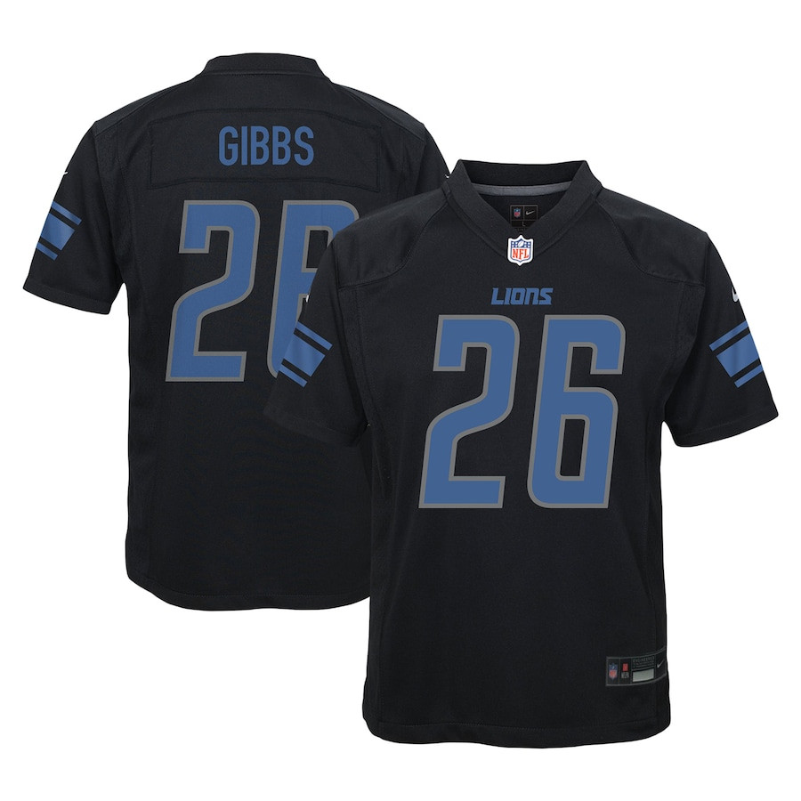 Jahmyr Gibbs 26 Detroit Lions YOUTH Fashion Game Jersey - Black JS3944 nicesnker