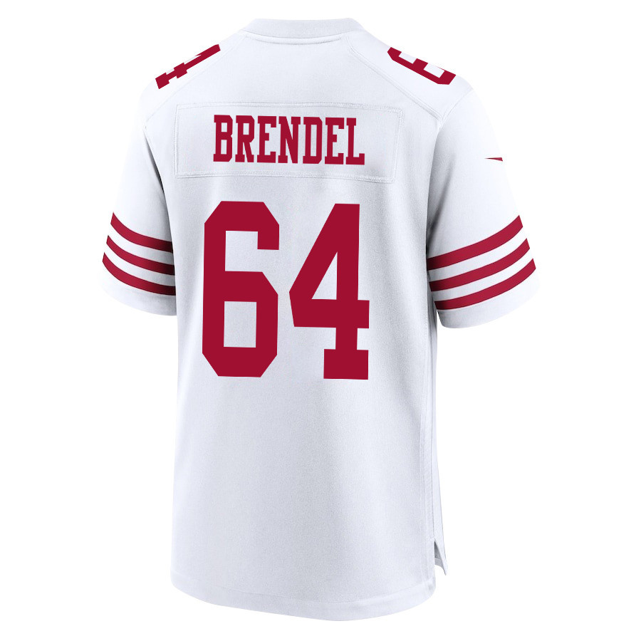 Jake Brendel 64 San Francisco 49ers NFC Champions Patch Game Men Jersey - White JS8200 nicesnker - Image 3
