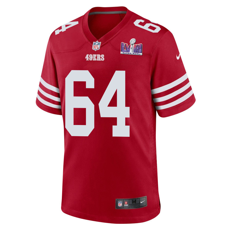 Jake Brendel 64 San Francisco 49ers Super Bowl LVIII Patch Game Men Jersey - Scarlet JS5687 nicesnker - Image 2