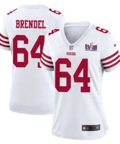 Jake Brendel 64 San Francisco 49ers Super Bowl LVIII Patch Game Women Jersey - White JS1703 nicesnker