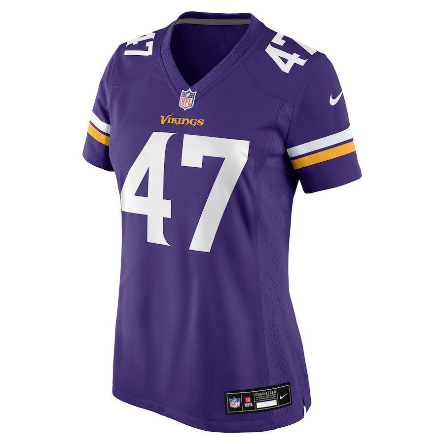 Jake McQuaide 47 Minnesota Vikings Women's Game Jersey - Purple JS8862 nicesnker - Image 2