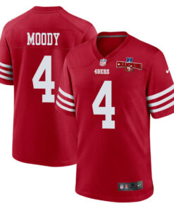 Jake Moody 4 San Francisco 49ers NFC Champions Patch Game Men Jersey - Scarlet JS9508 nicesnker