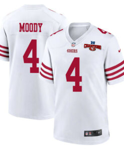 Jake Moody 4 San Francisco 49ers NFC Champions Patch Game Men Jersey - White JS1745 nicesnker