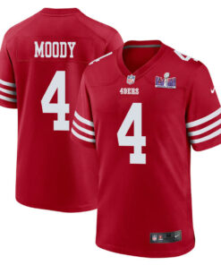 Jake Moody 4 San Francisco 49ers Super Bowl LVIII Patch Game Men Jersey - Scarlet JS5037 nicesnker