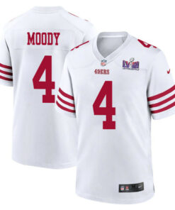 Jake Moody 4 San Francisco 49ers Super Bowl LVIII Patch Game Men Jersey - White JS6396 nicesnker