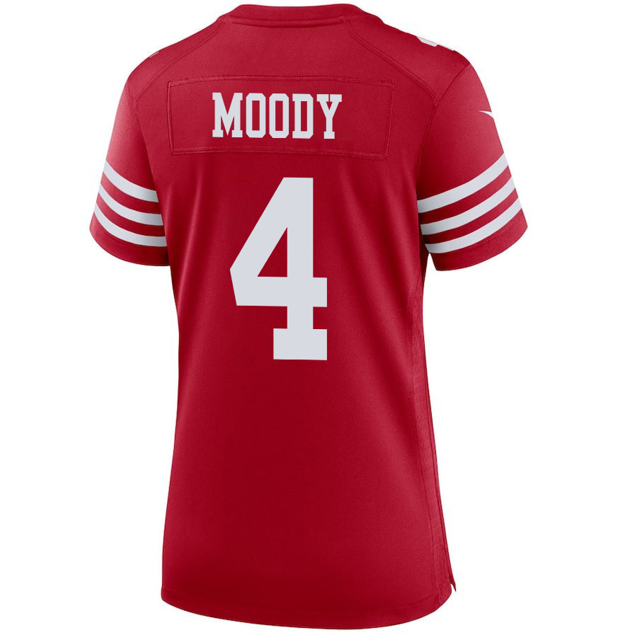 Jake Moody 4 San Francisco 49ers Super Bowl LVIII Patch Game Women Jersey - Scarlet JS8563 nicesnker - Image 3