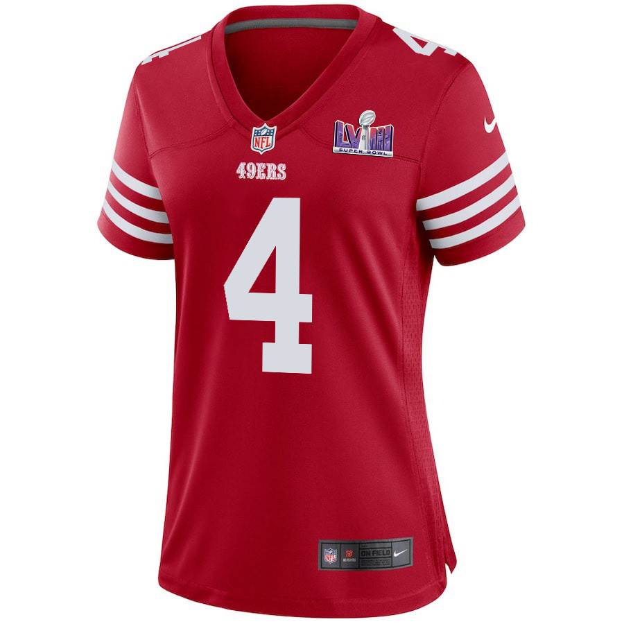 Jake Moody 4 San Francisco 49ers Super Bowl LVIII Patch Game Women Jersey - Scarlet JS8563 nicesnker - Image 2