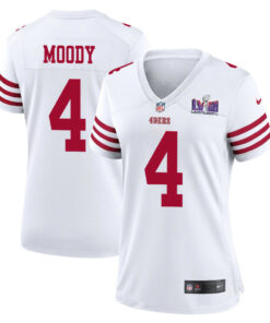 Jake Moody 4 San Francisco 49ers Super Bowl LVIII Patch Game Women Jersey - White JS6972 nicesnker