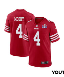 Jake Moody 4 San Francisco 49ers Super Bowl LVIII Patch Game YOUTH Jersey - Scarlet JS7251 nicesnker