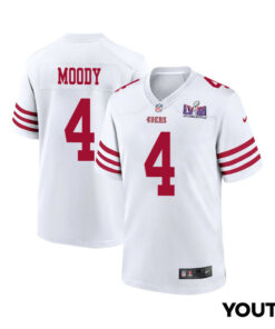 Jake Moody 4 San Francisco 49ers Super Bowl LVIII Patch Game YOUTH Jersey - White JS2692 nicesnker