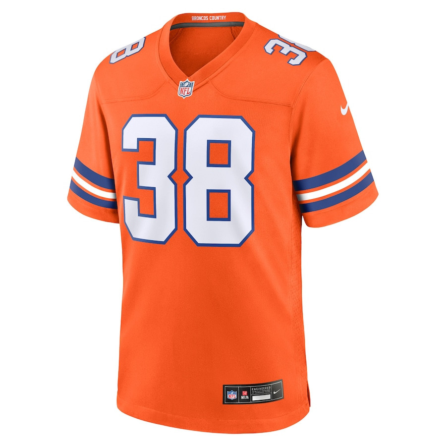 Jaleel McLaughlin 38 Denver Broncos Mile High Collection 1977 Throwback Player Game Men Jersey - Orange JS2245 nicesnker - Image 2