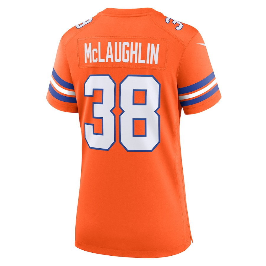 Jaleel McLaughlin 38 Denver Broncos Women's Mile High Collection 1977 Throwback Player Game Jersey - Orange JS7463 nicesnker - Image 3