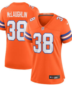 Jaleel McLaughlin 38 Denver Broncos Women's Mile High Collection 1977 Throwback Player Game Jersey - Orange JS7463 nicesnker