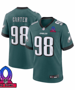 Jalen Carter 98 Philadelphia Eagles 2025 Pro Bowl Patch Game Men Jersey - Midnight Green JS5481 nicesnker