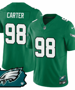 Jalen Carter 98 Philadelphia Eagles Pennsylvania State Map Patch Alternate Game Men Jersey - Kelly Green JS6711 nicesnker