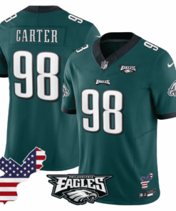 Jalen Carter 98 Philadelphia Eagles Philadelphia Patch Game Men Jersey - Midnight Green JS4526 nicesnker