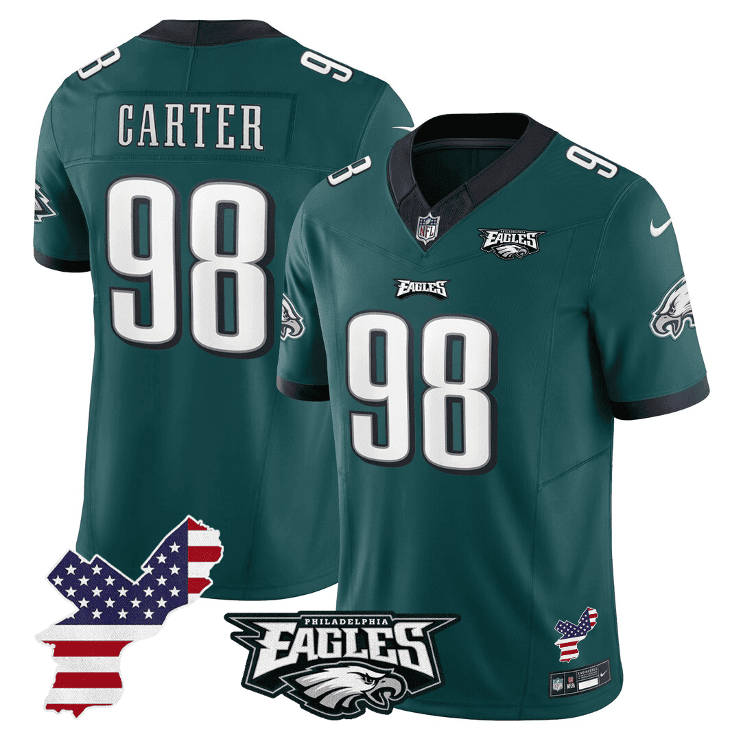 Jalen Carter 98 Philadelphia Eagles Philadelphia Patch Game Men Jersey - Midnight Green JS4526 nicesnker