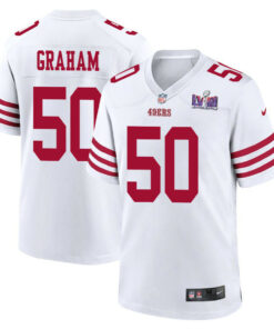 Jalen Graham 50 San Francisco 49ers Super Bowl LVIII Patch Game Men Jersey - White JS7677 nicesnker