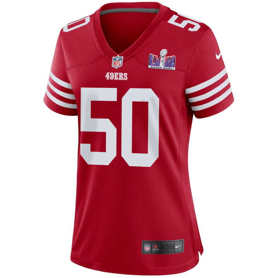 Jalen Graham 50 San Francisco 49ers Super Bowl LVIII Patch Game Women Jersey - Scarlet JS3460 nicesnker - Image 2
