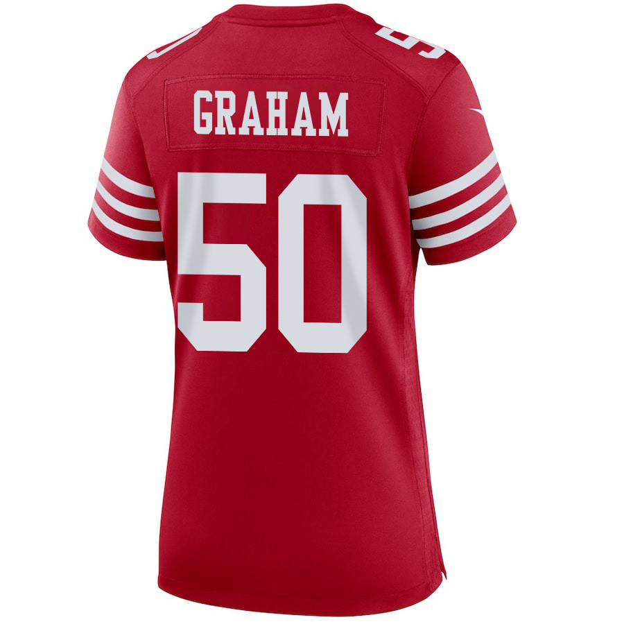 Jalen Graham 50 San Francisco 49ers Super Bowl LVIII Patch Game Women Jersey - Scarlet JS3460 nicesnker - Image 3