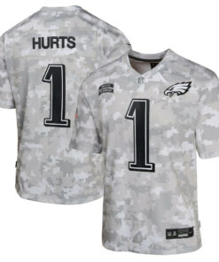 Jalen Hurts 1 Philadelphia Eagles 2024 Salute to Service Game YOUTH Jersey - Arctic Camo JS6566 nicesnker
