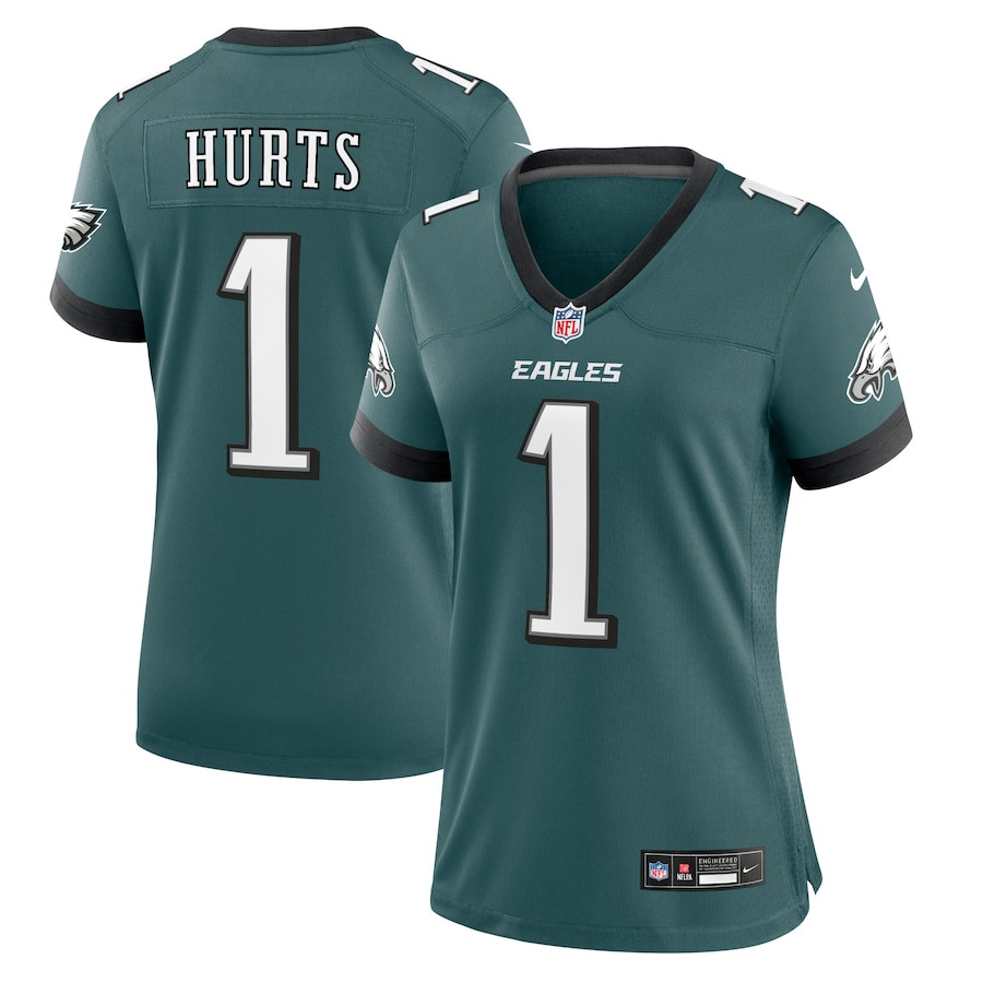 Jalen Hurts 1 Philadelphia Eagles Game Women Jersey - Midnight Green JS7370 nicesnker