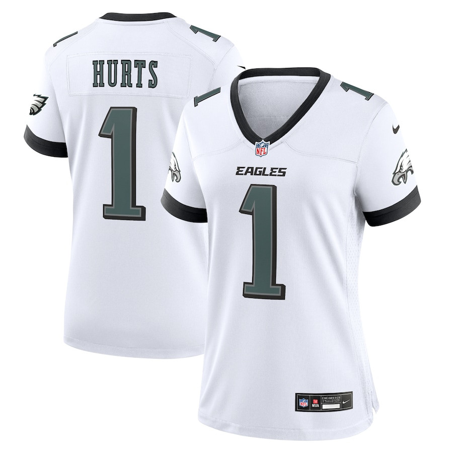 Jalen Hurts 1 Philadelphia Eagles Game Women Jersey - White JS7804 nicesnker