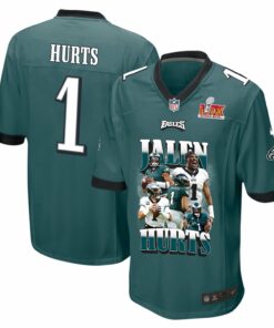 Jalen Hurts 1 Philadelphia Eagles 'Get Out of Jalen Free Card' Game Men Jersey - Midnight Green JS3617 nicesnker