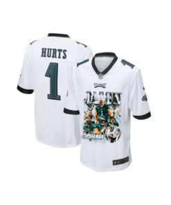 Jalen Hurts 1 Philadelphia Eagles Go Directly To Jalen Game YOUTH Jersey - White JS9262 nicesnker