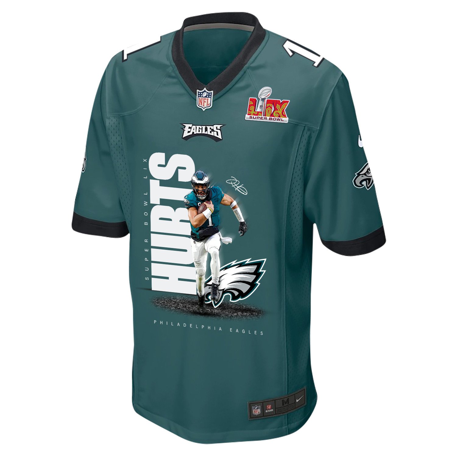 Jalen Hurts 1 Philadelphia Eagles 'Hurts So Good' Game Men Jersey - Midnight Green JS1552 nicesnker - Image 2