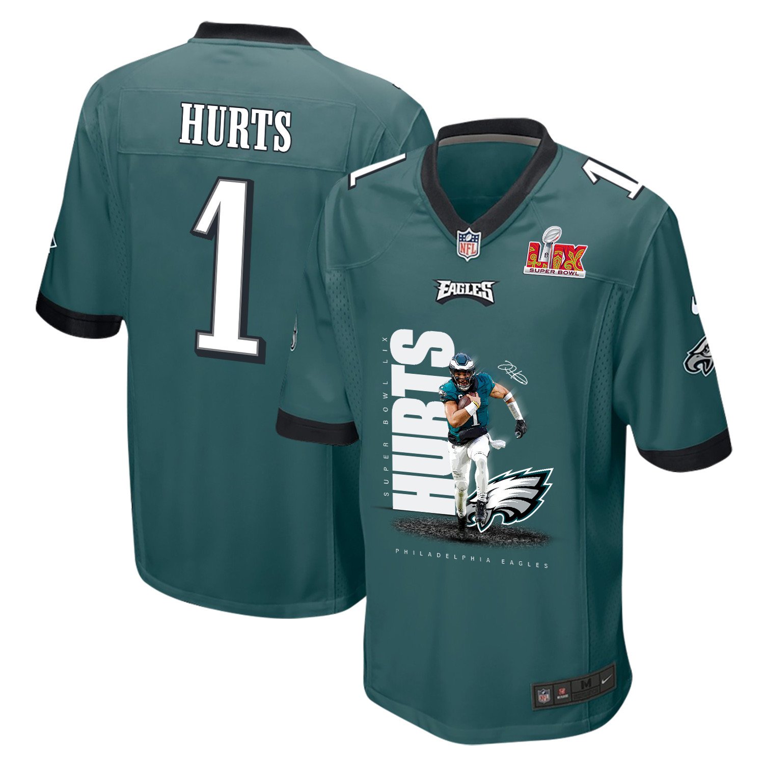 Jalen Hurts 1 Philadelphia Eagles 'Hurts So Good' Game Men Jersey - Midnight Green JS1552 nicesnker