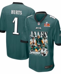 Jalen Hurts 1 Philadelphia Eagles 'Jalen's Pain Train' Game Men Jersey - Midnight Green JS6242 nicesnker