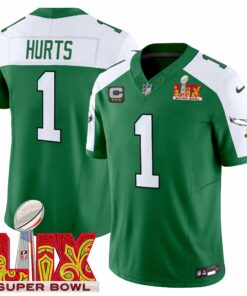 Jalen Hurts 1 Philadelphia Eagles Kelly Green Super Bowl Champions LIX Patch Vapor Limited Jersey - Kelly Alternate JS3152 nicesnker