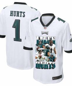 Jalen Hurts 1 Philadelphia Eagles Legacy Men Game Jersey - White JS6413 nicesnker
