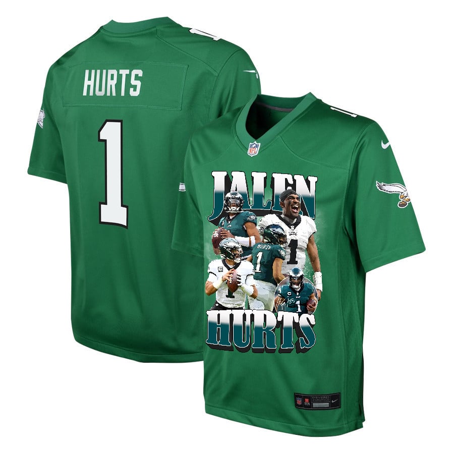 Jalen Hurts 1 Philadelphia Eagles Legacy YOUTH Jersey - Kelly Green JS4415 nicesnker