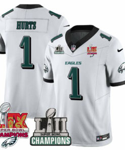 Jalen Hurts 1 Philadelphia Eagles LII-LIX Super Bowl Champions Vapor Limited Jersey - White JS5918 nicesnker
