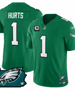 Jalen Hurts 1 Philadelphia Eagles Pennsylvania State Map Patch Alternate Game Men Jersey - Kelly Green JS1514 nicesnker