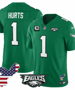 Jalen Hurts 1 Philadelphia Eagles Philadelphia Patch Alternate Game Men Jersey - Kelly Green JS3278 nicesnker