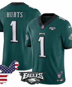 Jalen Hurts 1 Philadelphia Eagles Philadelphia Patch Game Men Jersey - Midnight Green JS7643 nicesnker
