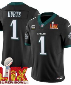 Jalen Hurts 1 Philadelphia Eagles Super Bowl Champions LIX Patch Vapor Limited Jersey - Black JS5438 nicesnker