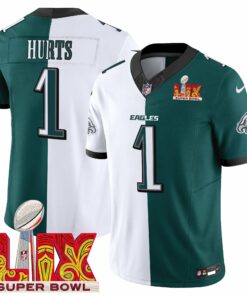 Jalen Hurts 1 Philadelphia Eagles Super Bowl Champions LIX Patch Vapor Limited Jersey - Split JS3763 nicesnker