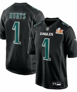 Jalen Hurts 1 Philadelphia Eagles Super Bowl LIX Fashion Game Player Jersey - Carbon Black JS5688 nicesnker