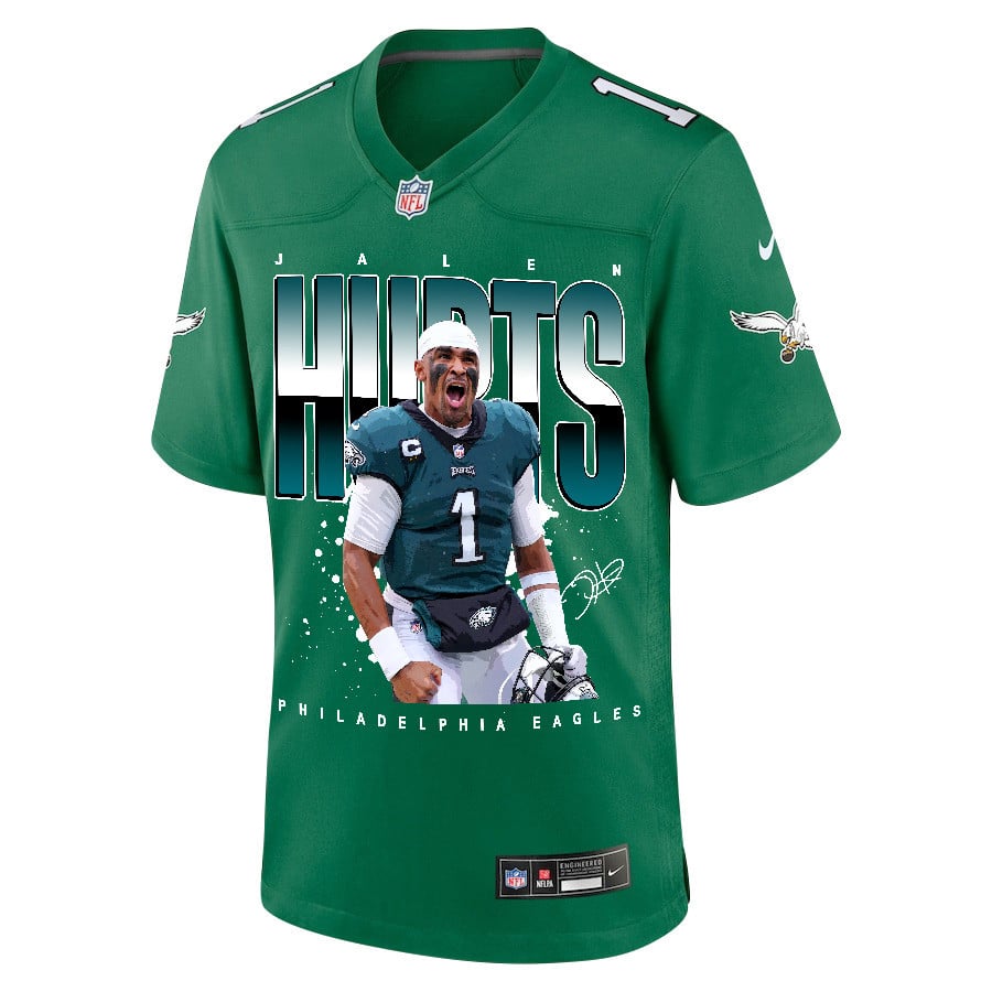 Jalen Hurts 1 Philadelphia Eagles Victory Men Game Jersey - Kelly Green JS9216 nicesnker - Image 2