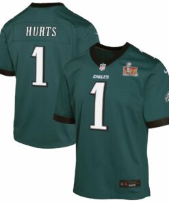 Jalen Hurts 1 Philadelphia Eagles Youth Super Bowl LIX Game Player Jersey - Midnight Green JS7391 nicesnker