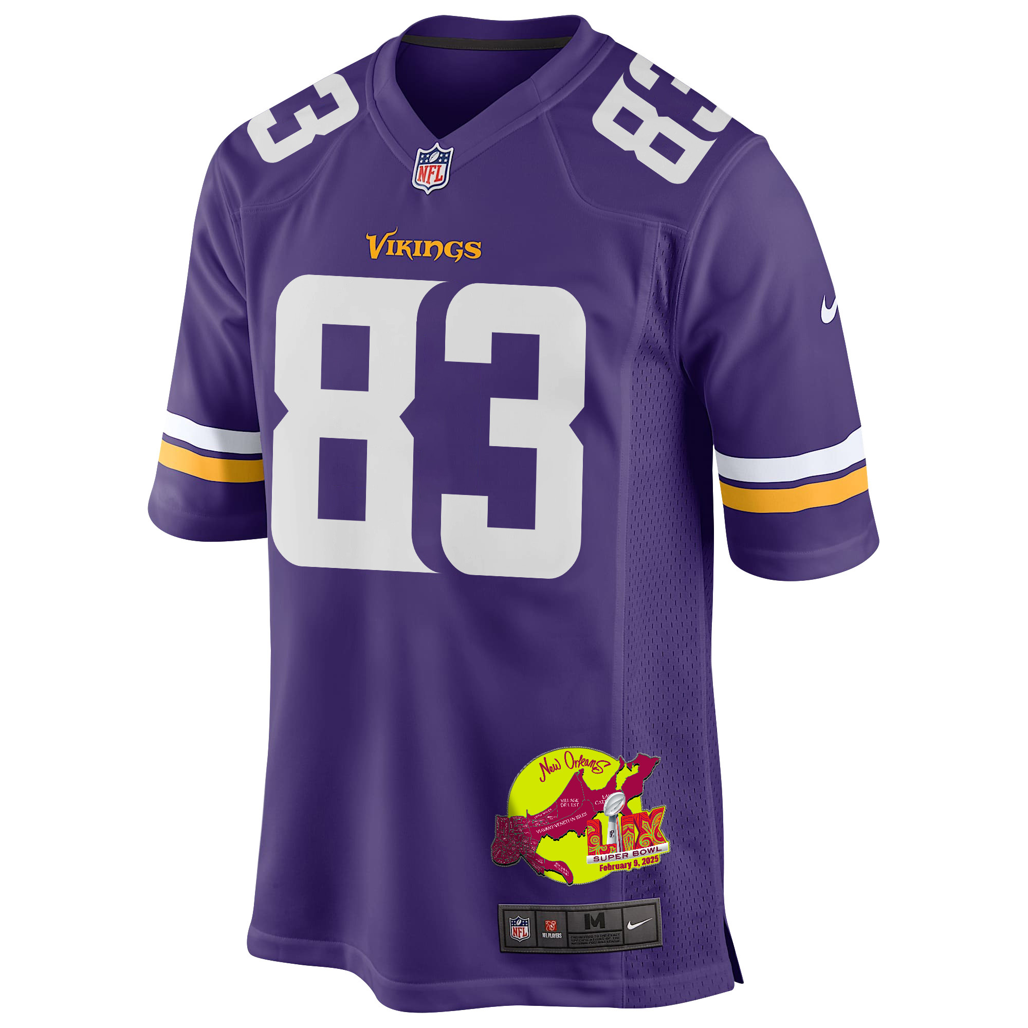 Jalen Nailor 83 Minnesota Vikings Super Bowl LIX New Orleans Patch Game Men Jersey - Purple JS5541 nicesnker - Image 3