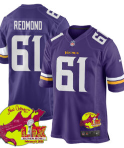 Jalen Redmond 61 Minnesota Vikings Super Bowl LIX New Orleans Patch Game Men Jersey - Purple JS4371 nicesnker