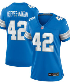 Jalen Reeves-Maybin 42 Detroit Lions Women's Team Game Jersey - Blue JS2081 nicesnker
