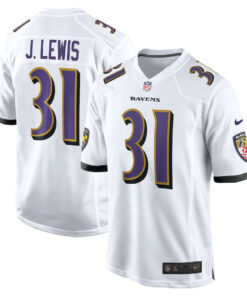 Jamal Lewis 31 Baltimore Ravens Men Retired Game Jersey - White JS3881 nicesnker