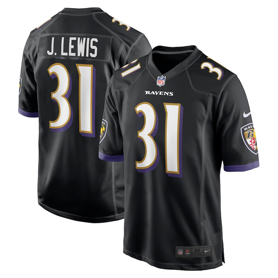 Jamal Lewis 31 Baltimore Ravens Retired Player Men Jersey - Black JS8337 nicesnker