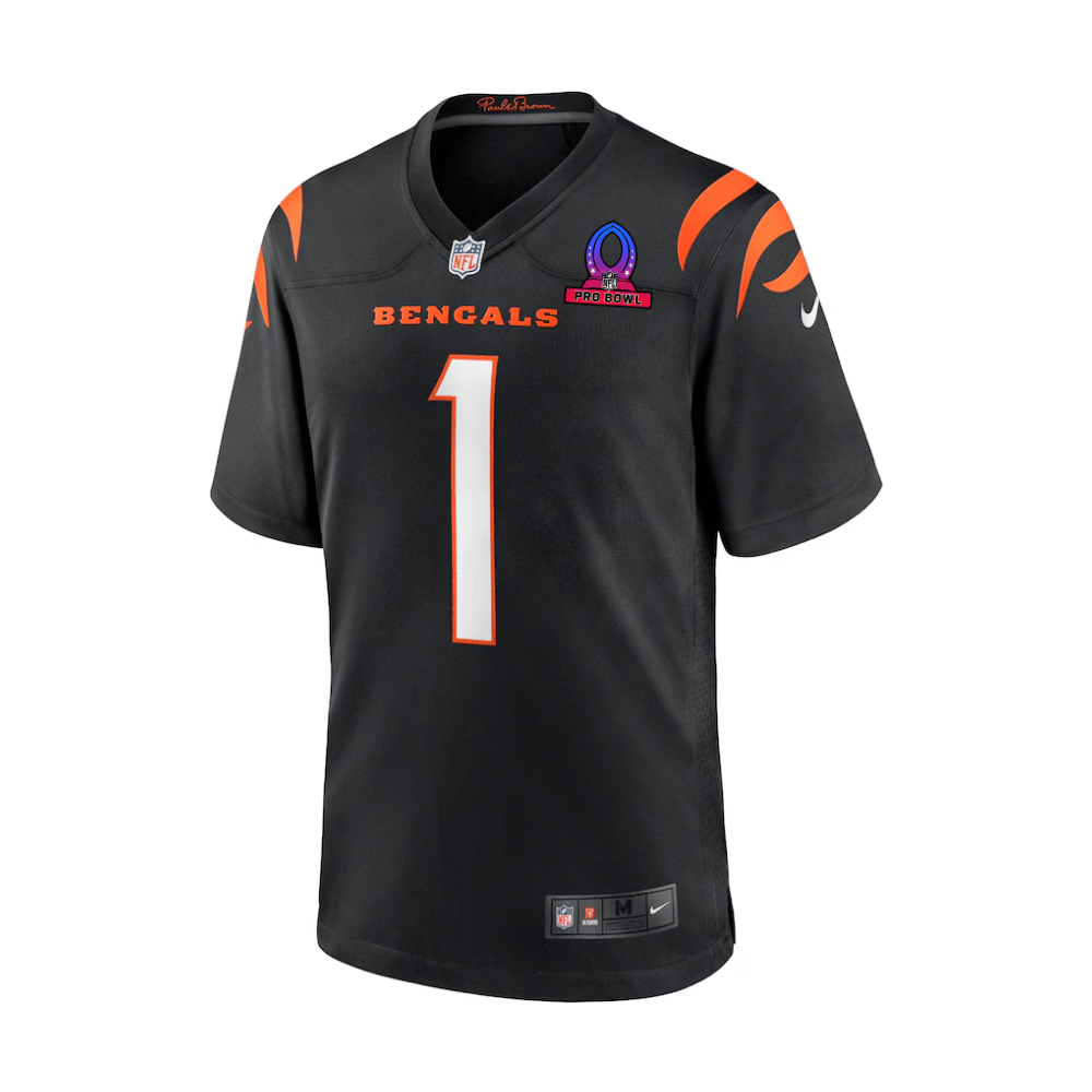 Ja'Marr Chase 1 Cincinnati Bengals 2025 Pro Bowl Patch Game Men Jersey - Black JS1753 nicesnker - Image 2
